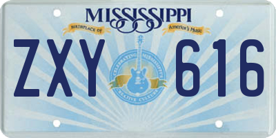 MS license plate ZXY616