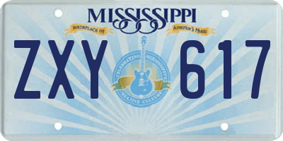 MS license plate ZXY617