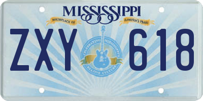 MS license plate ZXY618