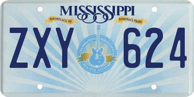 MS license plate ZXY624