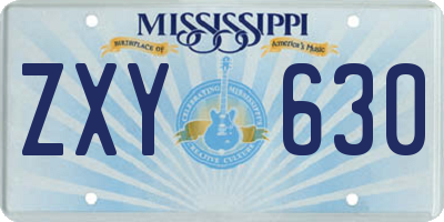 MS license plate ZXY630