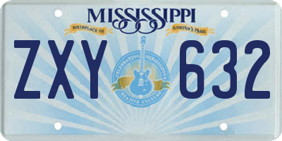 MS license plate ZXY632