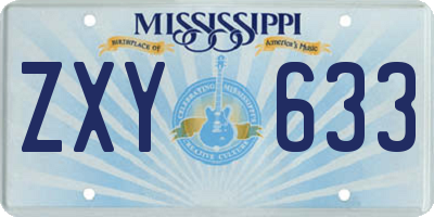 MS license plate ZXY633