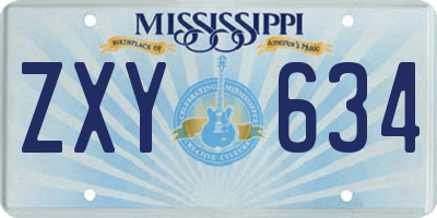 MS license plate ZXY634