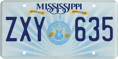MS license plate ZXY635