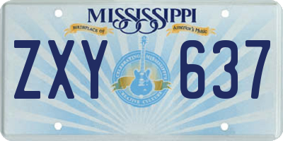 MS license plate ZXY637