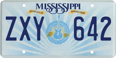MS license plate ZXY642