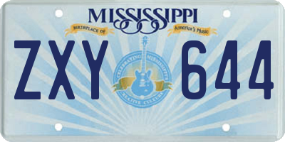 MS license plate ZXY644