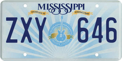 MS license plate ZXY646