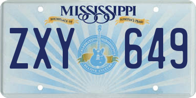 MS license plate ZXY649