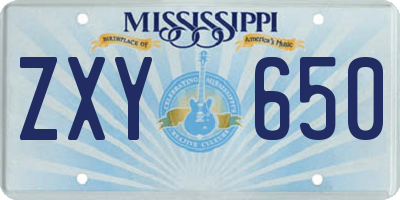 MS license plate ZXY650