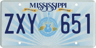MS license plate ZXY651