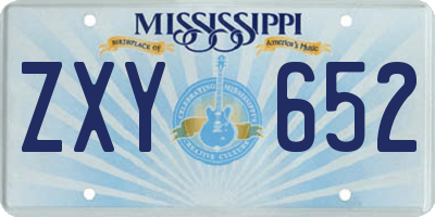 MS license plate ZXY652