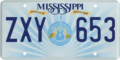 MS license plate ZXY653