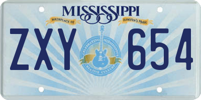 MS license plate ZXY654
