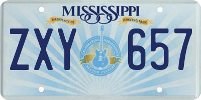 MS license plate ZXY657