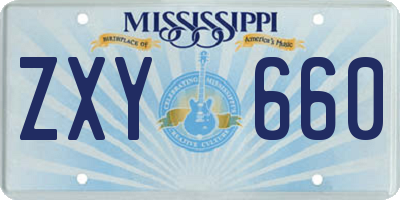 MS license plate ZXY660