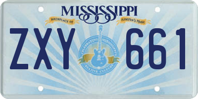 MS license plate ZXY661