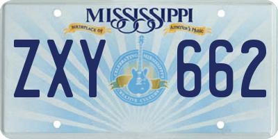MS license plate ZXY662