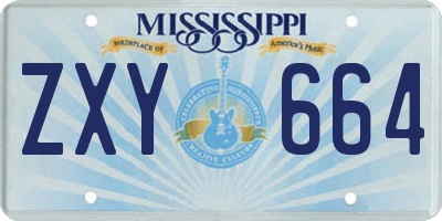 MS license plate ZXY664