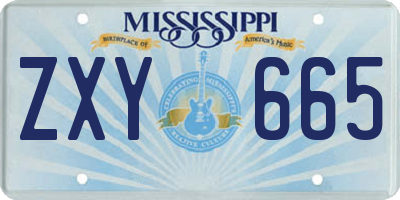 MS license plate ZXY665