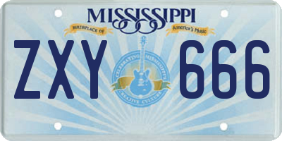 MS license plate ZXY666