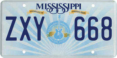 MS license plate ZXY668