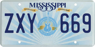 MS license plate ZXY669