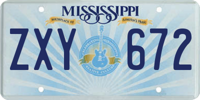 MS license plate ZXY672