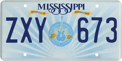 MS license plate ZXY673
