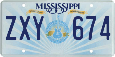MS license plate ZXY674