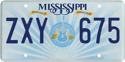 MS license plate ZXY675