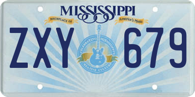 MS license plate ZXY679