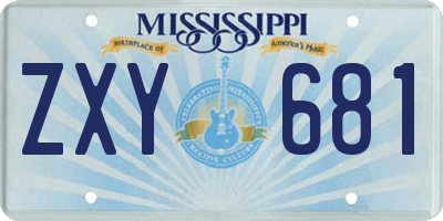 MS license plate ZXY681