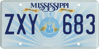 MS license plate ZXY683