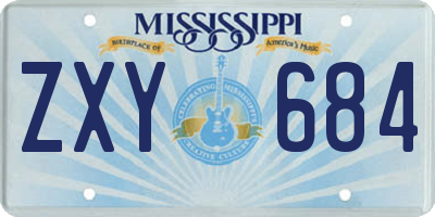 MS license plate ZXY684