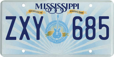 MS license plate ZXY685
