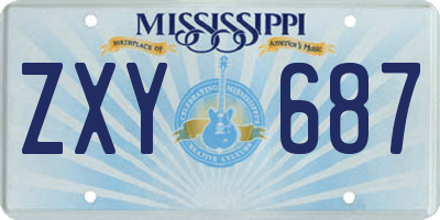 MS license plate ZXY687