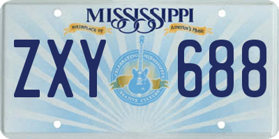 MS license plate ZXY688