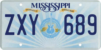 MS license plate ZXY689