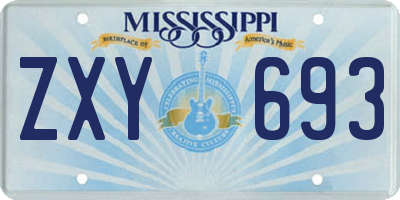 MS license plate ZXY693