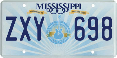MS license plate ZXY698