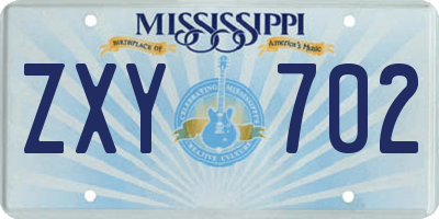 MS license plate ZXY702