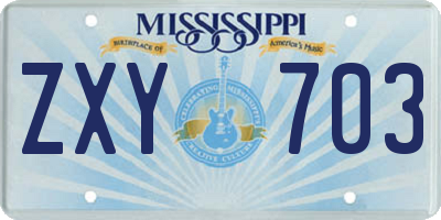 MS license plate ZXY703