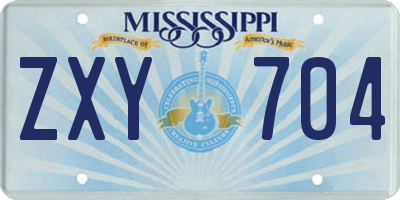 MS license plate ZXY704