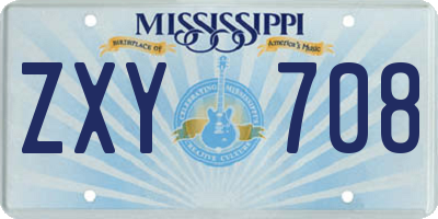 MS license plate ZXY708