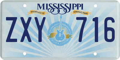MS license plate ZXY716