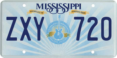 MS license plate ZXY720