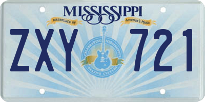 MS license plate ZXY721