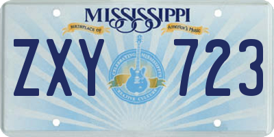 MS license plate ZXY723
